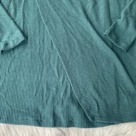 H By Bordeaux Shirt Womens Sz Small Loose Fit Long Sleeve Top Teal Ribbed New - Picture 9 of 12